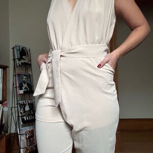 Entro Soft Cream Belted Jumpsuit